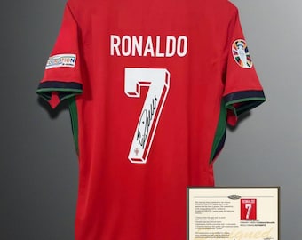 Cristiano Ronaldo gesigneerd gedrukt 2024 Portugal Tribute-shirt (lees beschrijving)