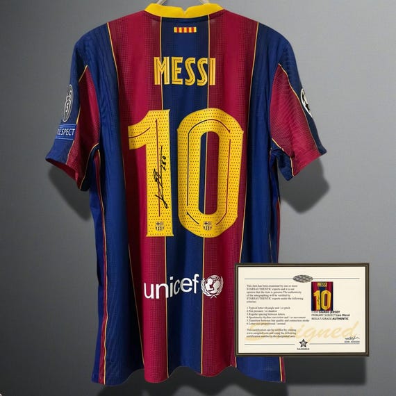 Lionel Messi Signed Printed 2020 Barcelona Tribute Jersey (read description)