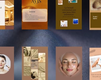 Plantilla marrón – 9 diseños de Canva Pro | Belleza y bienestar
