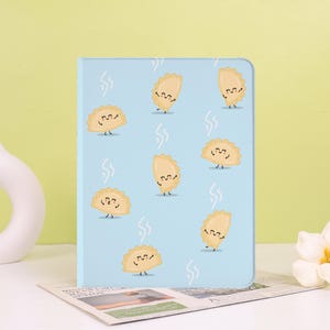 Cartoon Dumplings PU Leather Case With Pen Slot For iPad Air M4 2026, iPad A16, Pro 2025 11” 13“,Mini 5/6/7,Customized Cover,Gift for Her