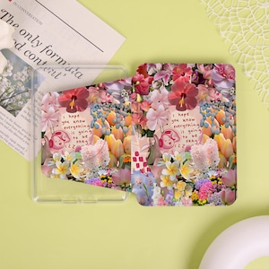 Flower Collage MagSafe E-Reader Case with Clear Back For Kindle 10/11/12th,PaperWhite 5/6/7/10/11/12th,Colorsoft,Magnetic-Detachable,Gifts