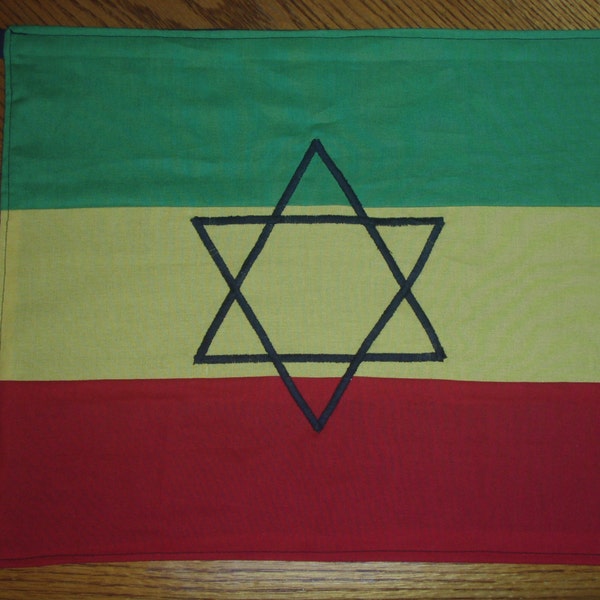 Custom Green Gold and Red Rasta Star of David flag Rastafarian One Love for Jon