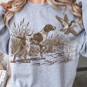 German Shorthaired Pointer Duck Hunting PNG, Vintage 90s Retro Mallard Dog Art, Hunting Dog Clipart, GSP PNG Download
