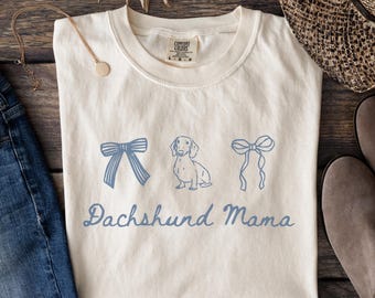 Coastal Doxie Dachshund Mama T-shirt | Weenie Dog Shirt, Weiner Mom, Long Dog Mommy Shirt, Gift For Dachshund Owner,Doxy Momma Comfort Color