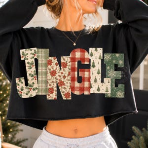 Jingle Christmas Flannel Letters Dots  Stripes Holly Jolly Trendy Distressed PNG Holiday Designs Pod Dtf Xmas png sublimation popular Trend