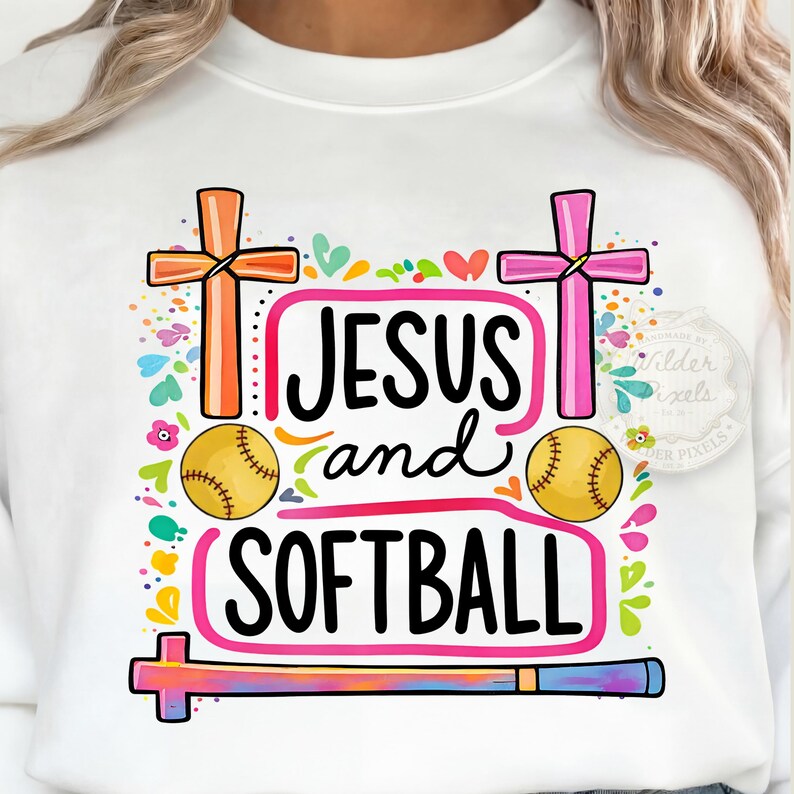 Jesus and Softball Mama Style PNG, Softball Clipart, Travel Baseball ...
