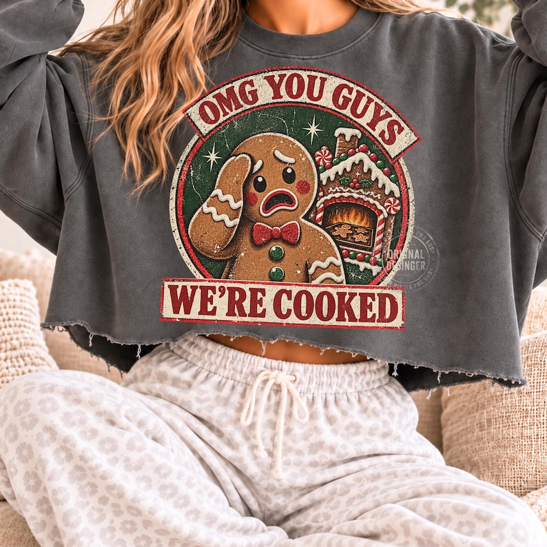 Cook Over Fireplace Christmas OMG You Guys We're Cooked Snowman Funny Holly Jolly Trendy ...