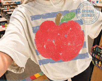 Coastal Apple Stripes Fall Teacher Mom PNG, Teaching, back to school, elementary and high school, jr high,matching teacher faculty shirts