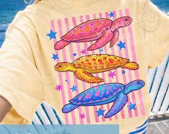 Sweet Summer Sea Turtle Beach donker shirt png, zomertrends ontwerp png, lente nu populair en citroenen, zomerbubbels Ocean Sea Lake Life