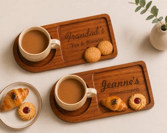 Vassoio per snack personalizzato con incisione, vassoio personalizzato per caffè e biscotti, regalo di anniversario, regalo per la nuova casa, decorazione per la cucina.
