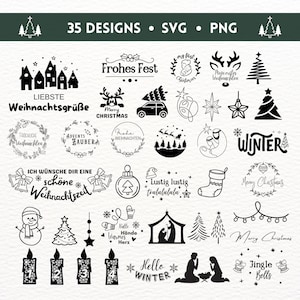 Christmas SVG Bundle, 35 festive designs, Christmas houses and wreaths, Christmas plotter file