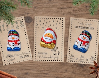 Schokoladenkarten Weihnachten Druckvorlage PDF | 9 Designs zum Ausdrucken | Mitgebsel Kollegen | Kleinigkeit Wichteln Erzieherin