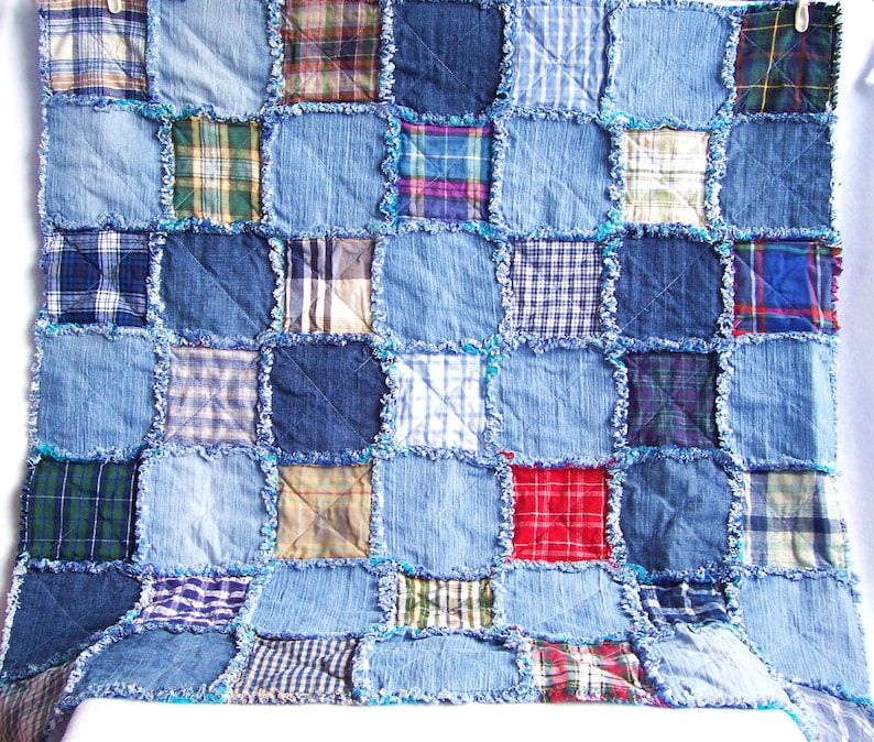 Denim Rag Quilt Tutorial PDF Pattern Picnic Blanket Recycled Eco