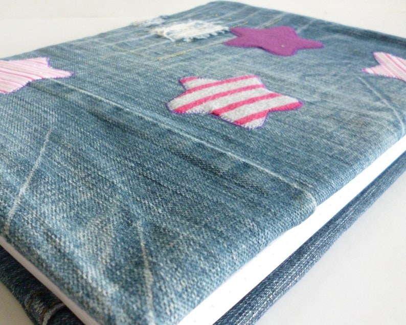 Denim Cover Notebook Stars Eco Friendly Recycled Jeans T Shirts Large