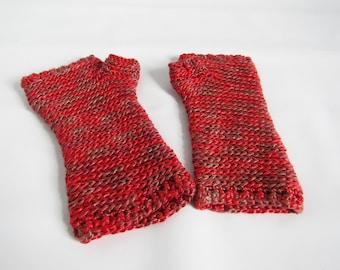 Handmade Silk Fingerless Gloves – Gauntlet Style, Chili Red