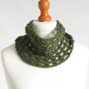 Deep green cowl lace design luxury merino, silk and alpaca light and soft neckwarmer wool collar image 3