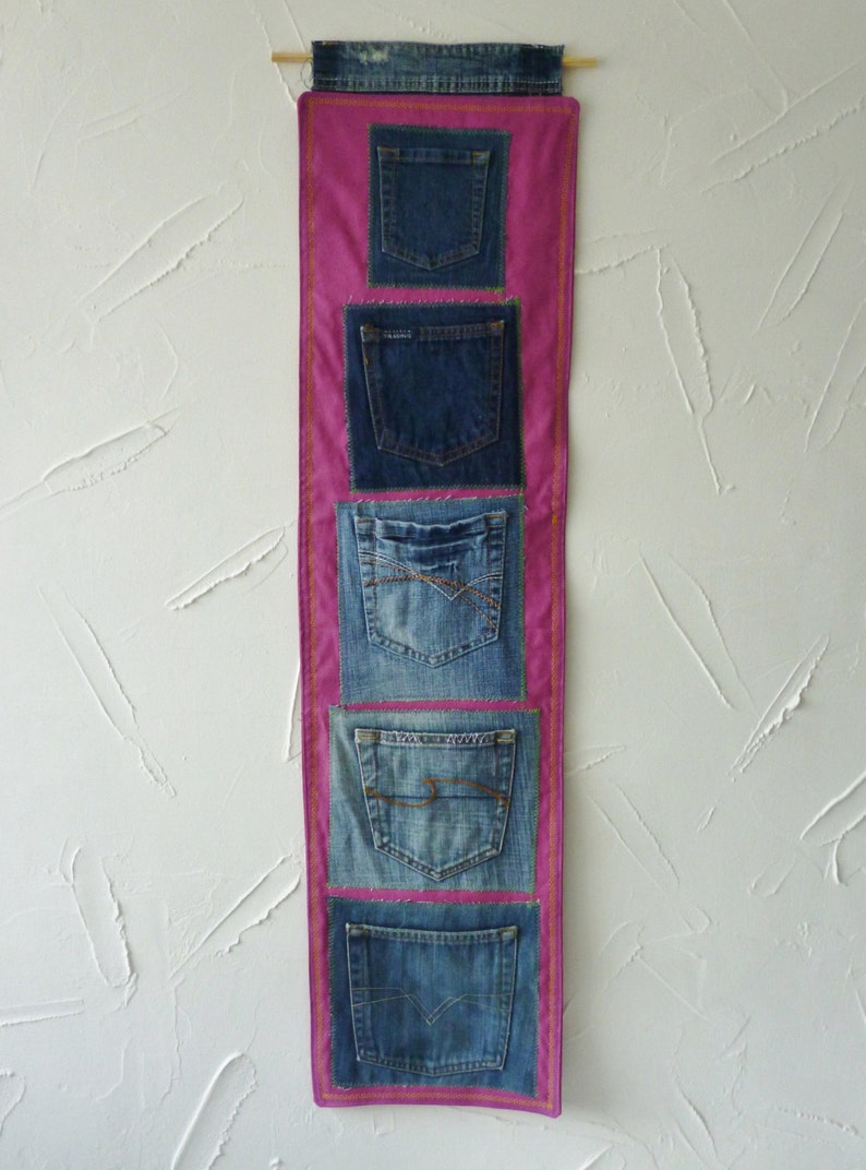 Denim Pocket Wall Tidy Recycled Jeans Wall Hanging Jeans Etsy