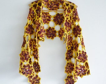 Bohemian shawl - boho wrap - a riot of flowers - completely unique -  vibrant colors - natural materials - organic - statement accessory