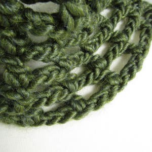 Deep green cowl lace design luxury merino, silk and alpaca light and soft neckwarmer wool collar image 6