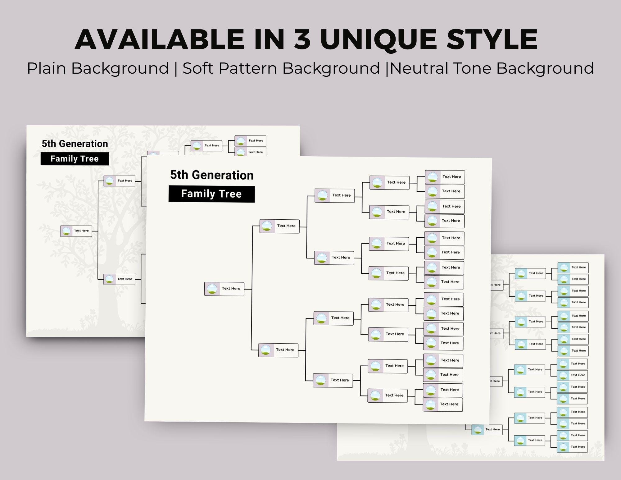 5 Generation Family Tree Chart, Editable Canva Template, Ancestry ...