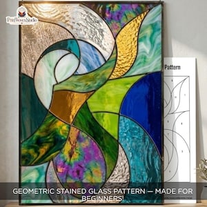 Abstract Stained Glass Pattern, Colorful Suncatcher Template, Geometric Glass Art, Window Panel Beginner Friendly PDF SVG, Home Decor GiftSS