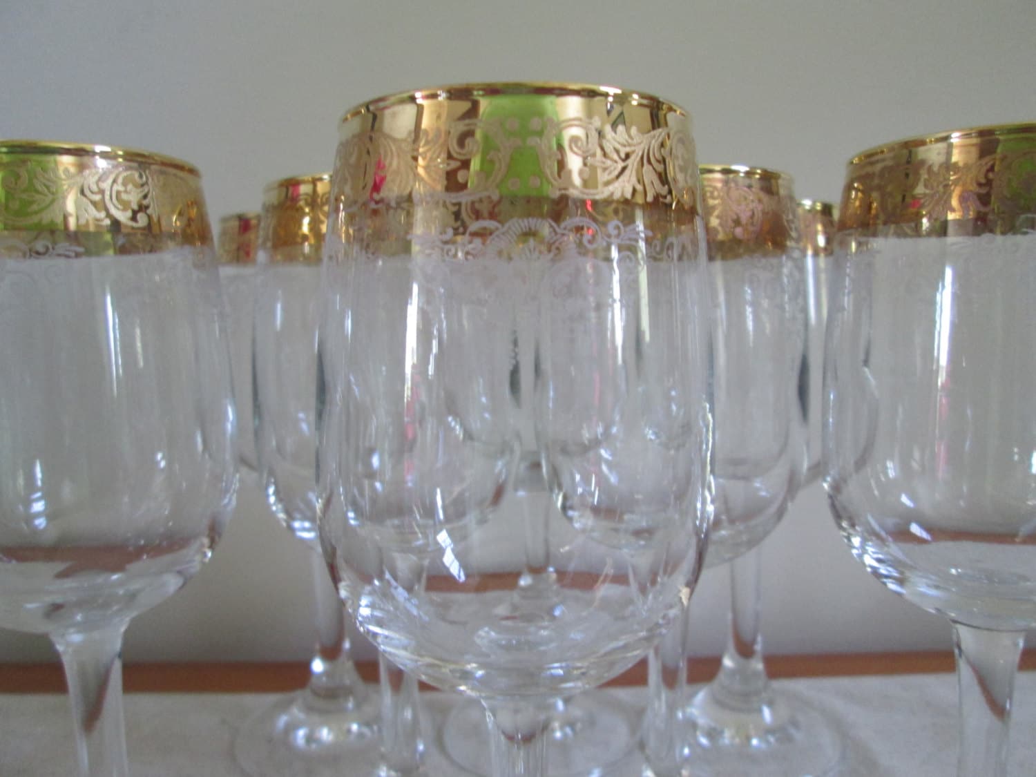 Cellini wine glasses 22karat gold rimmed wine glasses etched Etsy