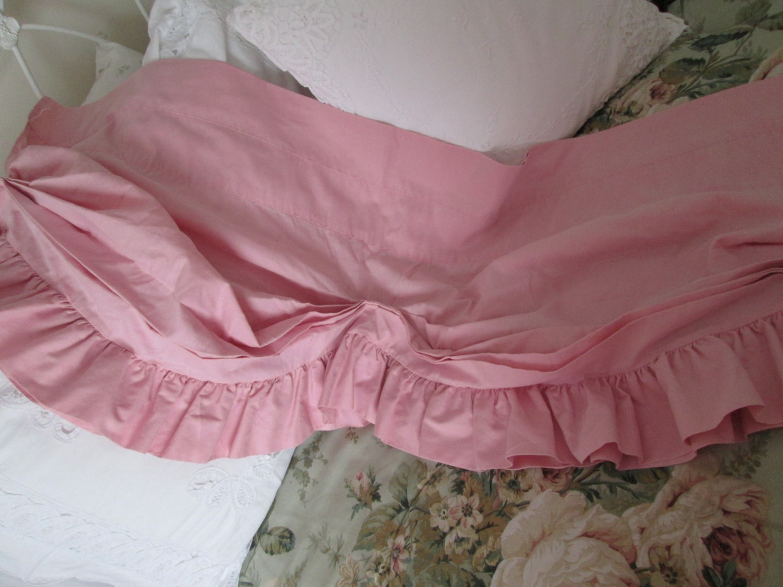 Pink ruffled balloon valance Spring shabby pink curtains Etsy