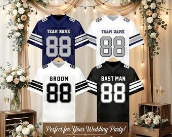 Custom Wedding Football Jersey for Groom & Groomsmen, Personalized Name Number Jersey, Bachelor Party Outfit