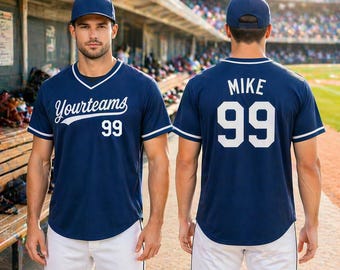 Custom V-Neck Baseball Jersey Pullover Sports Shirt Personalized Stitched Name Number for Men Women Youth