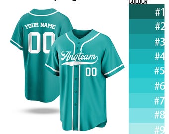 Custom Teal Baseball Jersey, Personalized Team Uniform