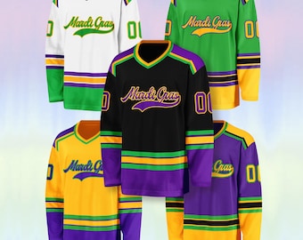 Custom Mardi Gras Hockey Jersey: Personalized Name & Number