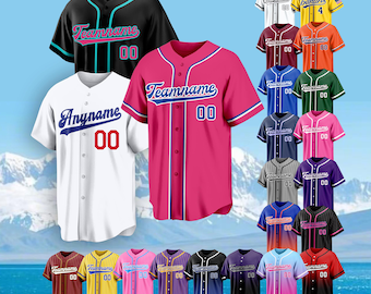 Custom Baseball Jersey: Personalized Name Number, Team Uniform, Birthday Gift, A1