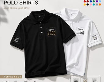 Custom Polo Shirt Add Your Own Logo Text, Personalized Golf Shirts for Men Women, Design for Work Casual