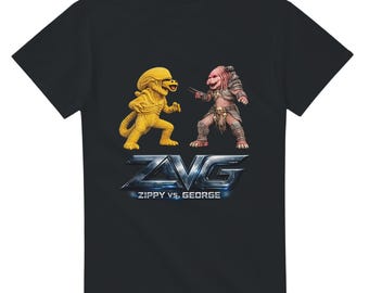 ジッピー vs ジョージ エイリアン vs プレデター スタイル レインボー T シャツ: メンズ ファニー T シャツ