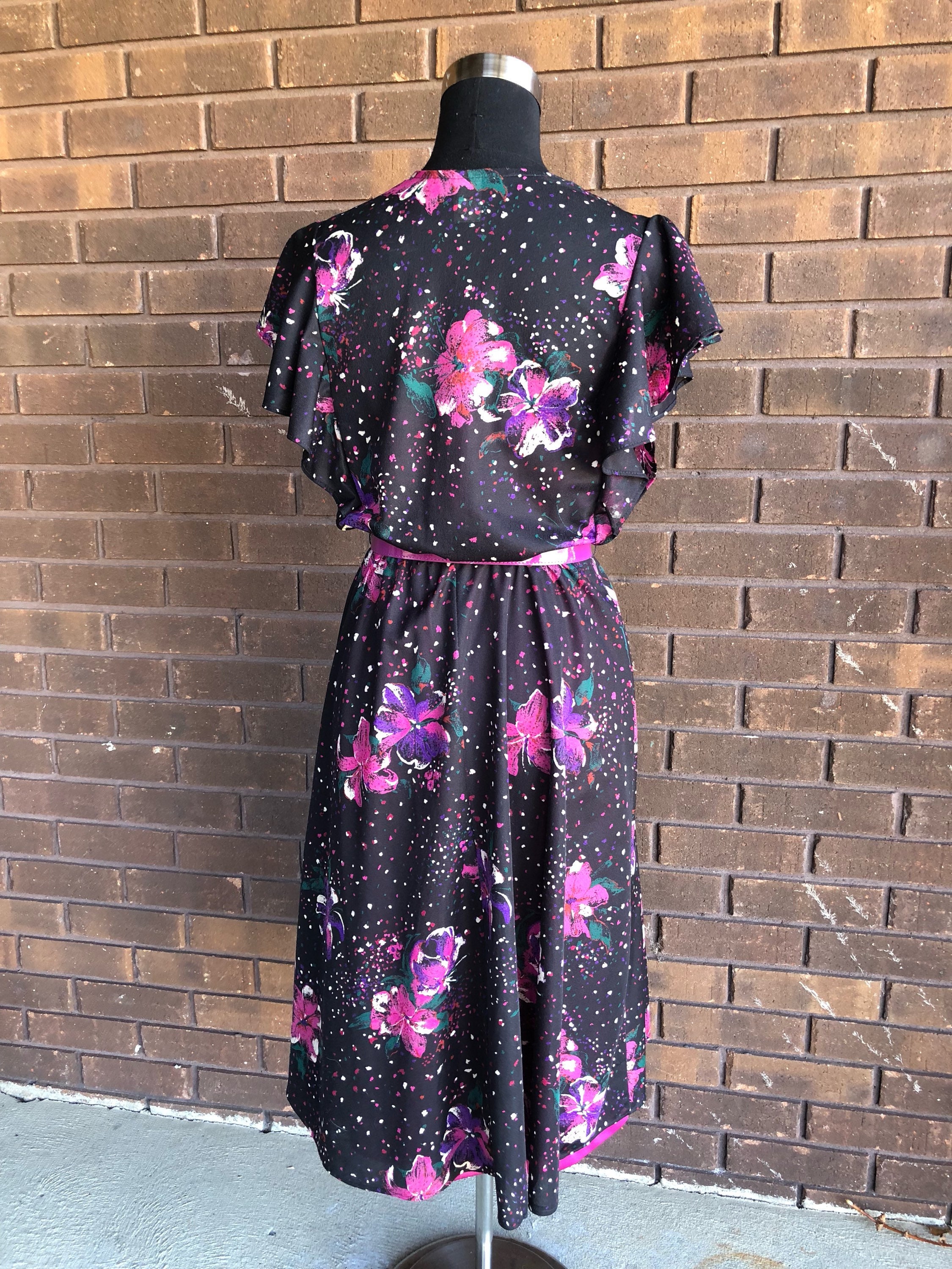 Vtg 70s Wrap Dress Floral Dress 1970s Midi Dress Flowy | Etsy