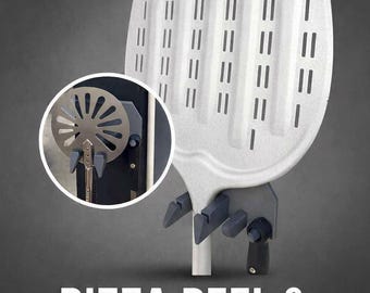 Pala y utensilio para pizza con montaje en pared