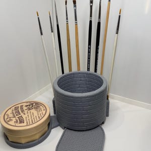 Painter's Water Pot: Brush Cleaner Storage, Slide-Out Tray, PLA Craft Tool