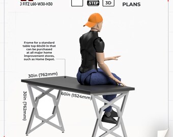 Patas de mesa de metal. Planos para proyecto de bricolaje. Descarga digital. Base de acero.