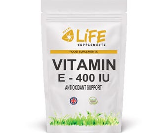 Vitamin E 400 IU Softgel Capsules – DL-Alpha Tocopheryl Acetate with Soybean Oil | Softgel Capsules | UK Manufactured Food Supplement