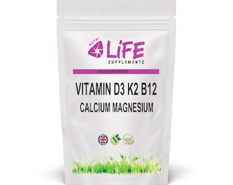 Vitamin D3 10000iu K2 MK7 Calcium Magnesium Vitamin B12 10000 Natural Vegan D3 Nutri Life