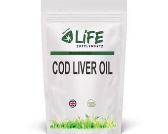 Cápsulas de aceite de hígado de bacalao 1000 mg, fórmula de alta potencia, omega 3, vitamina A, vitamina D3