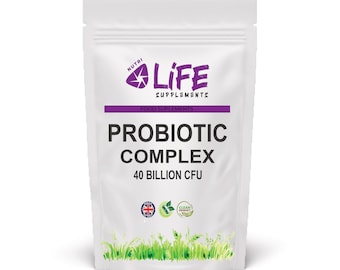Probióticos para la salud intestinal. Complejo de 40 mil millones de probióticos. 15 bacterias activas. Vegano.