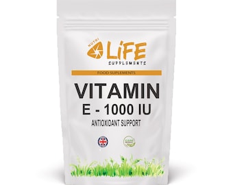 Vitamin E 1000 IU Softgel Capsules – D-Alpha Tocopheryl Acetate with Sunflower Seed Oil | Softgel Capsules | UK Manufactured Food Supplement