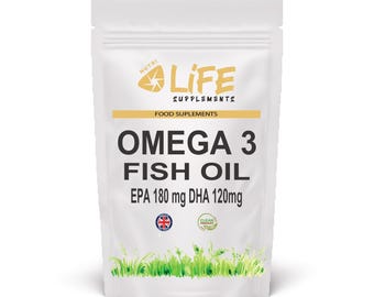 Capsule di olio di pesce Omega 3 da 1000 mg, 180 mg di EPA e DHA, 120 mg di integratori Nutri Life