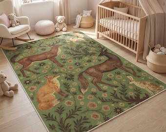 ウィリアム・モリス様式 ヴェルデュール 動物 ラグ タペストリー リネン ウィリアム・モリス様式 ヴェルデュール 動物 ラグ タペストリー リネン