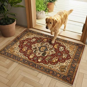 Schlafender Hund Muster Teppich, Rechteckig, Waschbar Tierliebhaber Dekor