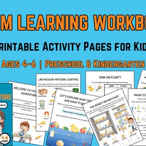 STEM Activity Book for Ages 4–6 Robot Science Worksheets Preschool & Kindergarten Learning (Printable PDF)