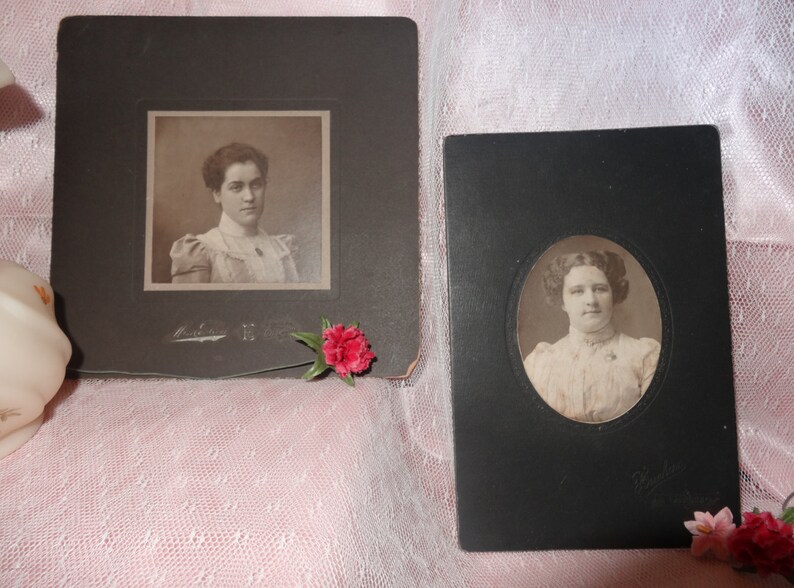 Edwardian Cabinet Cards of Two Young Ladies image 1