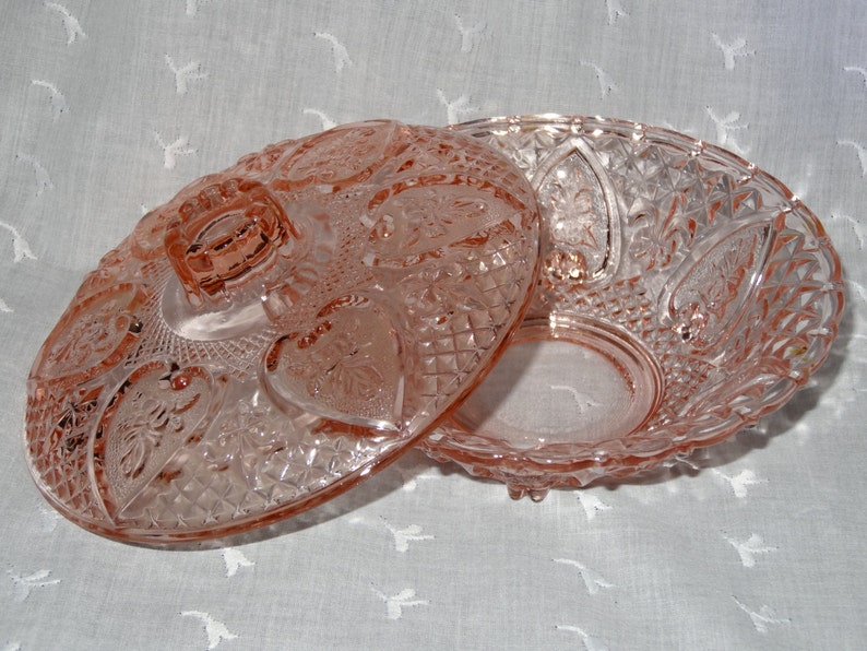 Pink Glass Lidded Candy Dish by KIG Malaysia Etsy