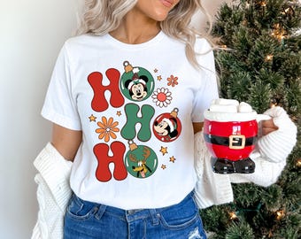 Ho Ho Ho Disney Christmas Shirt, Mickey Minnie Xmas Top